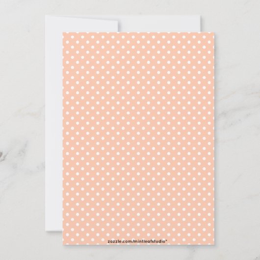 ピーチ水玉模様ベビーシャフォーマルワー招待状 招待状 (裏面)