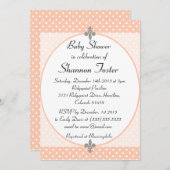ピーチ水玉模様ベビーシャフォーマルワー招待状 招待状 (正面/裏面)