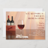 ピーチ洗練された赤ワインの誕生日パーティー 招待状 (正面)