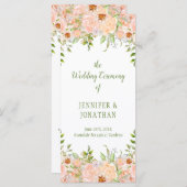 ピーチ淡い色のバラとグリーン結婚式 プログラム (正面/裏面)