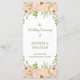 ピーチ淡い色のバラとグリーン結婚式 プログラム