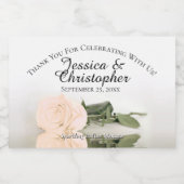 ピーチ淡い色のバラクラッシー結婚ズサンキューミニ スパークリングワインラベル (シングルラベル)