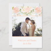 ピーチ淡い色のバラグリーンリー写真サンキューカード サンキューカード (正面)