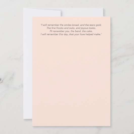 ピーチ淡い色のバラグリーンリー写真サンキューカード サンキューカード (裏面)