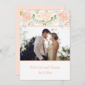 ピーチ淡い色のバラグリーンリー写真サンキューカード サンキューカード (正面/裏面)