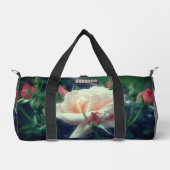 ピーチ淡い色のバラフラワー自然パーソナライズされた ダッフルバッグ (正面)