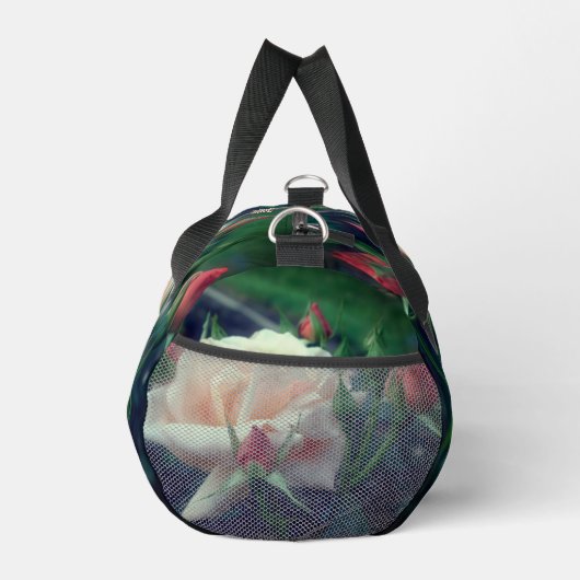 ピーチ淡い色のバラフラワー自然パーソナライズされた ダッフルバッグ (右)