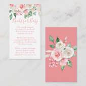 ピーチ淡い色のフローラベビーシャワー エンクロージャーカード (正面/裏面)