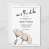 ピーチ淡い色のポピーエレガントズフローラ結婚ズ セーブザデート (正面)