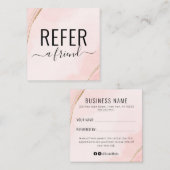 ピーチ淡い色のーのピンクと金ゴールド水色紹介カード スクエア名刺 (正面/裏面)