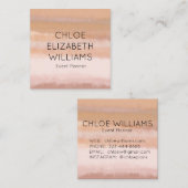 ピーチ淡い色の抽象芸術水の色テクスチャ付きストライプ スクエア名刺 (正面/裏面)