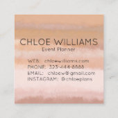 ピーチ淡い色の抽象芸術水の色テクスチャ付きストライプ スクエア名刺 (裏面)