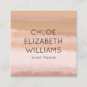 ピーチ淡い色の抽象芸術水の色テクスチャ付きストライプ スクエア名刺 (正面)