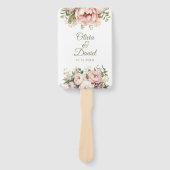 ピーチ淡い色の&赤面ピンクフローラ結婚式 プログラム ハンドファン (正面)