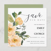 ピーチ牡丹の水色のフローラは、日付カードを保存 サンキューカード (正面/裏面)