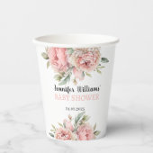 ピーチ牡丹フローラ赤ちゃんシャワー紙カップ 紙コップ (正面)