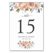 ピーチ素朴オレンジウォーターカラーフローラ結婚ズ テーブルナンバー (裏面)