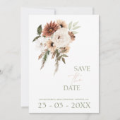 ピーチ素朴テラコッタグリーンリー結婚フローラ セーブザデート (正面)