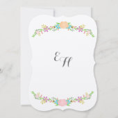 ピーチ素朴ピンクアクアダイカットガーランド結婚ズ 招待状 (裏面)