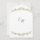 ピーチ素朴ピンクアクアダイカットガーランド結婚ズ 招待状 (裏面)