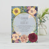 ピーチ素朴フローラピンク結婚式招待状 招待状 (スタンド正面)