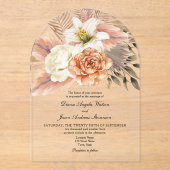 ピーチ素朴フローラ結婚アクリル招待状 アクリル招待状 (正面)