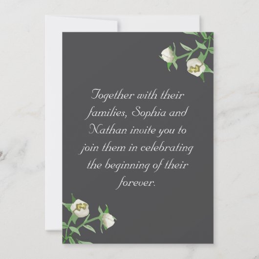 ピーチ素朴フローラ結婚式招待状グリーンリー 招待状 (裏面)