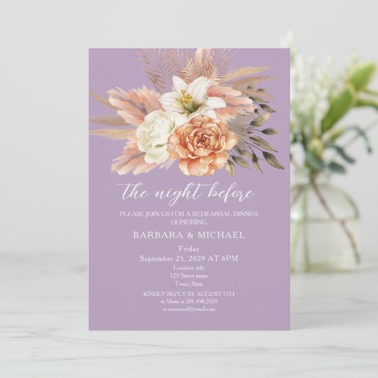 ピーチ素朴リハーサルディナー招待状 招待状 (スタンド正面)