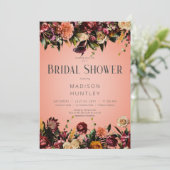 ピーチ素朴ワイン&パープルフローラブライダルシャワー 招待状 (スタンド正面)