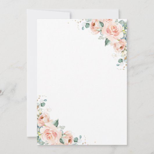 ピーチ素朴赤面フローラグリーナリーリース結婚ズ 招待状 (裏面)