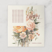 ピーチ素朴&金ゴールド花模様折り畳み座席表 プレイスカード (外部開封)