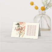 ピーチ素朴&金ゴールド花模様折り畳み座席表 プレイスカード (裏面)