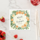 ピーチ結婚アイボリーヴィンテージバラ スタンダードカクテルナプキン (インサイチュ)