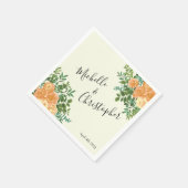 ピーチ結婚アイボリーヴィンテージバラ スタンダードカクテルナプキン (角)