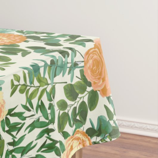 ピーチ結婚アイボリーヴィンテージバラ テーブルクロス (インサイチュ)