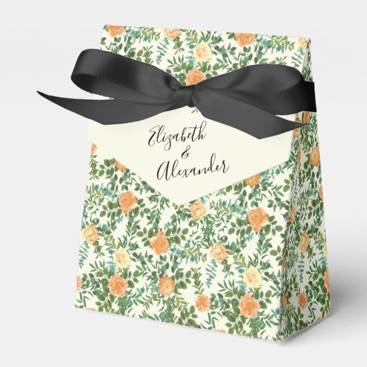 ピーチ結婚アイボリーヴィンテージバラ フェイバーボックス (正面サイド)