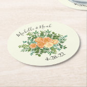 ピーチ結婚アイボリーヴィンテージバラ ラウンドペーパーコースター (アングル)