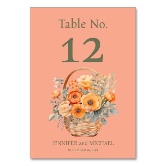 ピーチ結婚サマーテーブル番号 テーブルナンバー (正面)