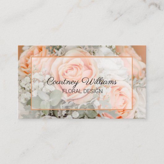 ピーチ結婚ズブーケフローラデザイン 名刺 (正面)