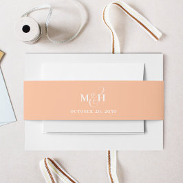 ピーチ結婚ズモノグラムカスタム脚本 招待状ベリーバンド