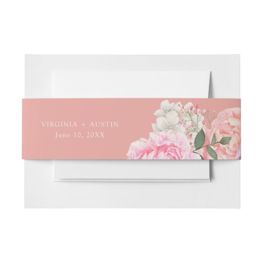 ピーチ結婚フローラ 招待状ベリーバンド (正面例)