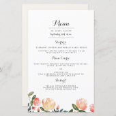 ピーチ結婚プニーのディナーメニュー (正面/裏面)