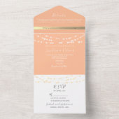 ピーチ結婚式招待状（ストリングライト付） オールインワン招待状 (内側)