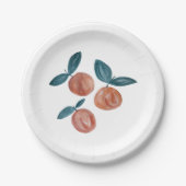 ピーチ絵を描ズスウィートピーチバースデーパーティープレート ペーパープレート (正面)