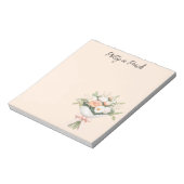 ピーチ色と白のバラの花束リボン ノートパッド (回転)