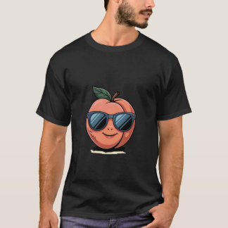 ピーチ色のサングラスをかけた少年少女 Tシャツ