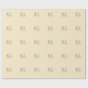 ピーチ色のモノグラム 名前 はじめの文字 レトロ 太字 パステルカラー おしゃれ ラッピングペーパー