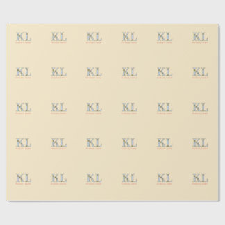 ピーチ色のモノグラム 名前 はじめの文字 レトロ 太字 パステルカラー おしゃれ ラッピングペーパー