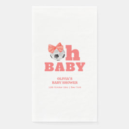 ピーチ色の女の子 Oh Baby リボン サッカー スポーツ ベビーシャワー