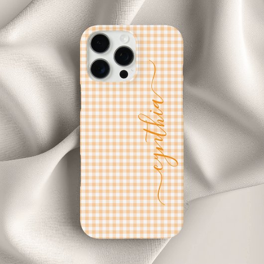 ピーチ色の小さなギンガム柄のサイン Case-Mate iPhoneケース
